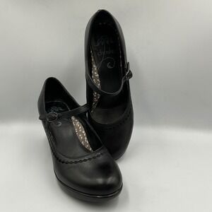 Dansko Mary Jane Pumps Size 40 Black Leather Block Heel Buckle Strap 3401020200